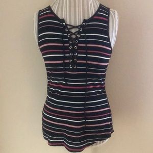 WHBM Striped Sleeveless Top